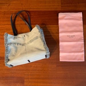 Kate Spade frayed denim tote👜Excellent Condition!